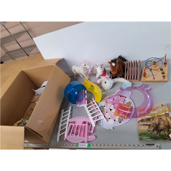 Kids' Lot-Bead Rollercoaster, Horse Stuffies, Triceratops Book, Misc. Cannot Ship