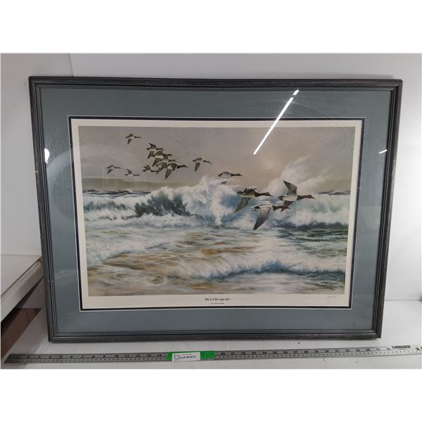 Framed 'On to Chesapeake' Print by Larry Toschik 32.5" x 24.5"- Cannot Ship