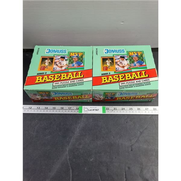 (2) Boxes of 1991 Donruss Series 2 MLB Player Cards-24 Pkgs. Per Box