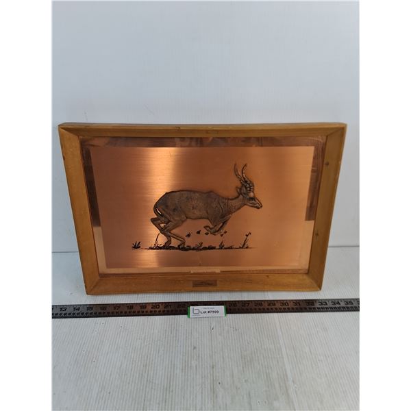 Wood Framed Copper Impala Wall Decor - 19" x 13" - 1 Scratch