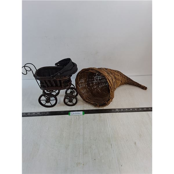 Wicker Cornucopia, Ornamental Baby Carriage