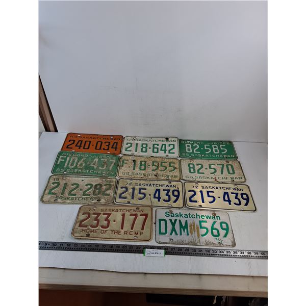 (11) Saskatchewan License Plates from 1963-Modern