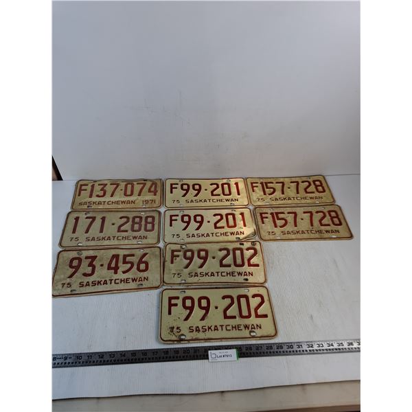 (9) Saskatchewan Farm Plates from 1971-75