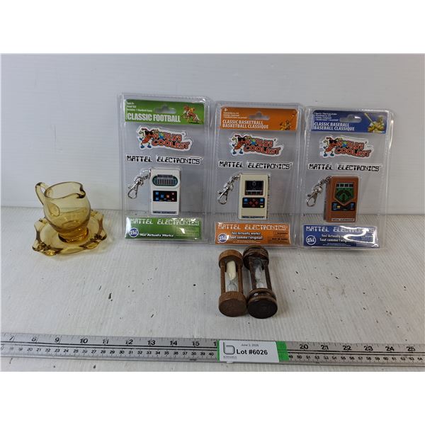 (3) Mattel Electronics Keychain Games - NIB, Glass Tea Party Pot