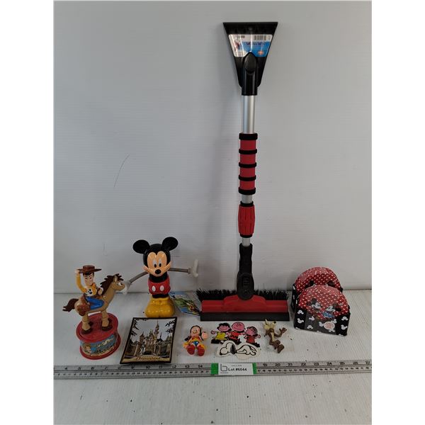 Mickey Mouse Spinning Light,(2) Coaster Sets,Ice Scraper,Toy Story Candy Dispenser,Peanuts ,Figurine