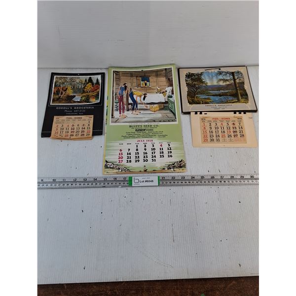 (2) Vintage Saskatchewan  Town Business Calendars from Theodore,Sask and (1) from Nebraska