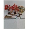 Image 1 : Porcelain Figurine-Yellow Finch,(2) Tree Decor,Several Small Animal Figurines,Snap Hair Clips
