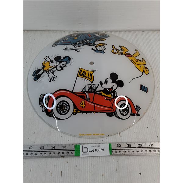 Vintage Disney Ceiling Light Shade Featuring Mickey Mouse in Racing Car