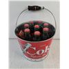 Image 2 : Coca Cola Metal Pail with (8) 237ml Glass Bottles (full)