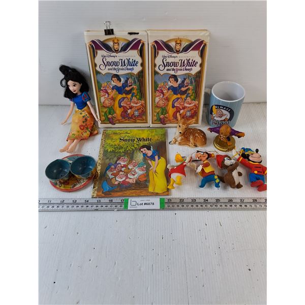 Snow White VHS and Book,Disney Christmas Decorations,Mug,Doll,Deer Figurine,Vintage Tin Tea Set