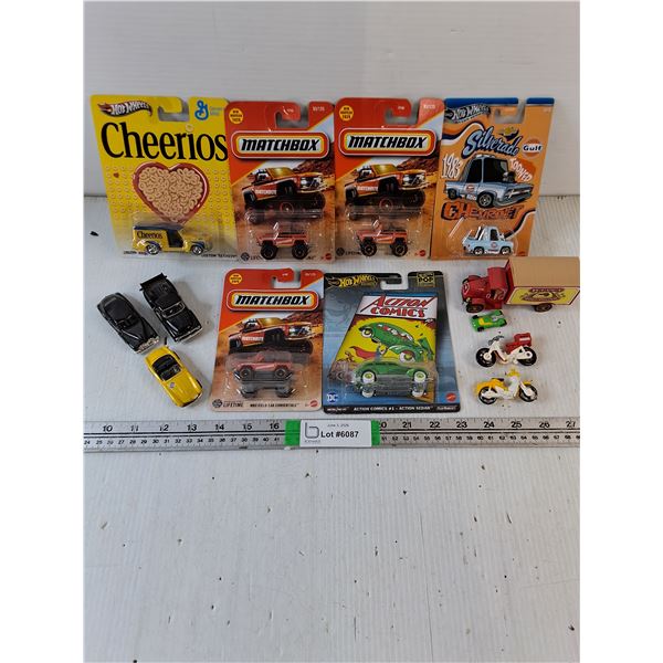 (3) Hot Wheels (NIB),(3) Matchbox (NIB) and Assorted Toy Cars,Truck,Bikes