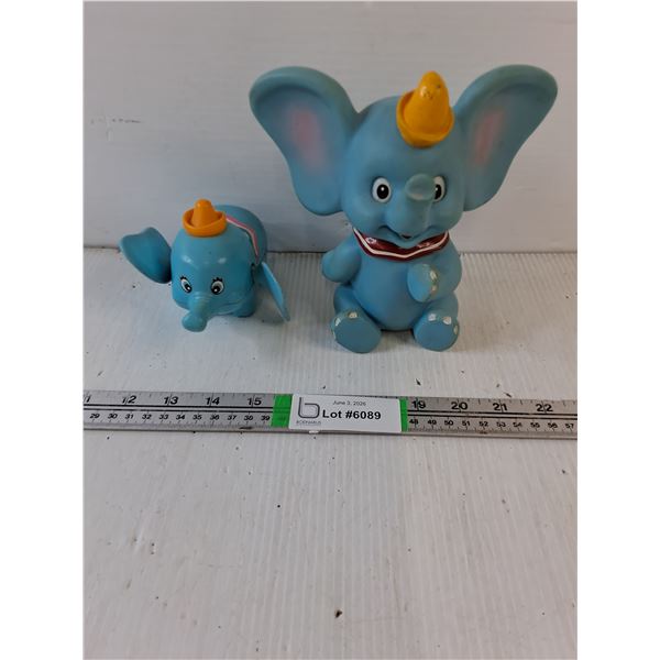 (2) Vintage Dumbo Rubber/Plastic Toys-Squeaky and Wind-Up