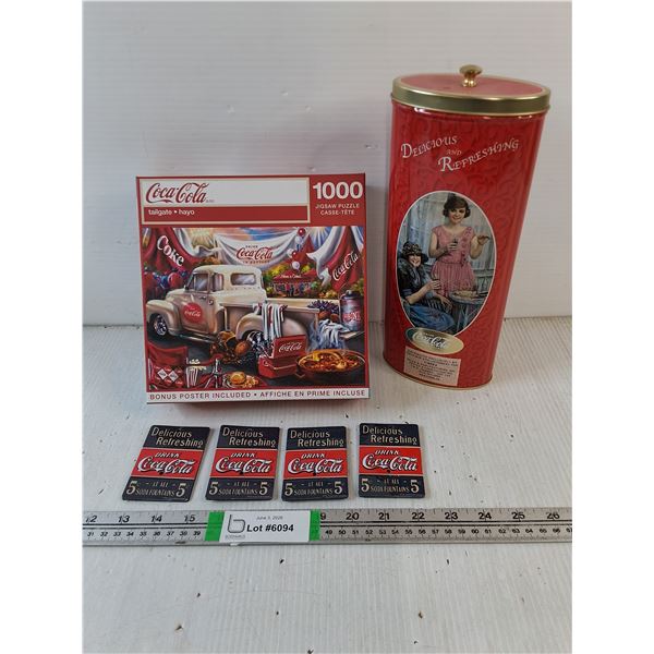 Coca Cola Lot-1000 Pc. Puzzle,Tin,(4) Magnets