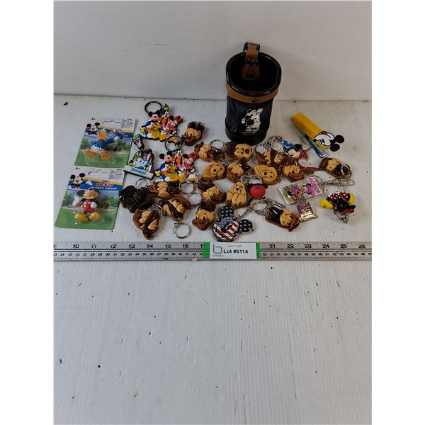 Large Lot of Disney Keychains,Stapler,Coozie,Figurines