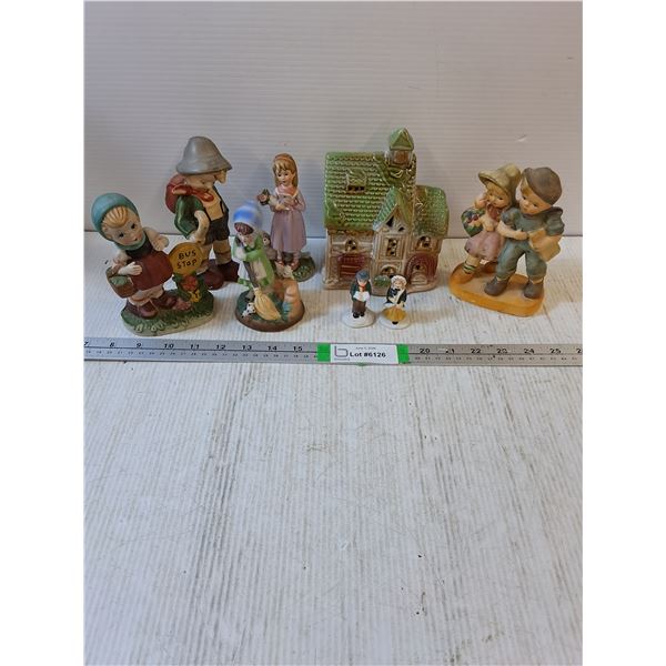 Lot of Assorted Ceramic Figurines/Building