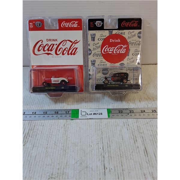 (2) 1:64 Coca Cola Die Cast Cars-1932 Roadster and Tudor Sedan