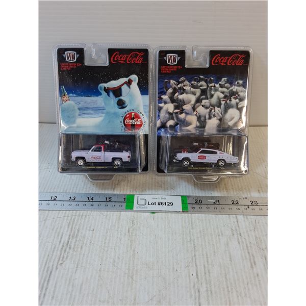 (2) 1:64 Coca Cola Die Cast Cars-1973 Chev Cheyenne and 1966 Dodge Charger