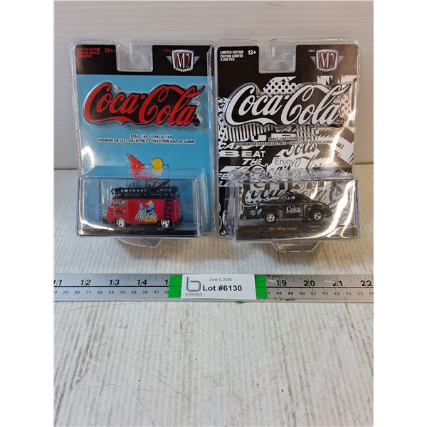 (2) 1:64 Coca Cola Die Cast Cars-1960 VW Delivery Van and 1941 Willys Coupe