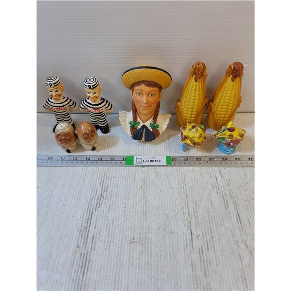 Chalkware Anne of Green Gables, (4) Sets of Salt/Peppers