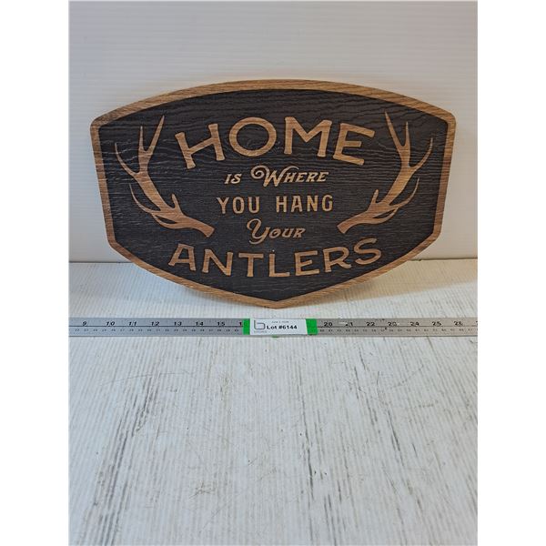 Wooden Sign-Home is Where You Hang Your Antlers