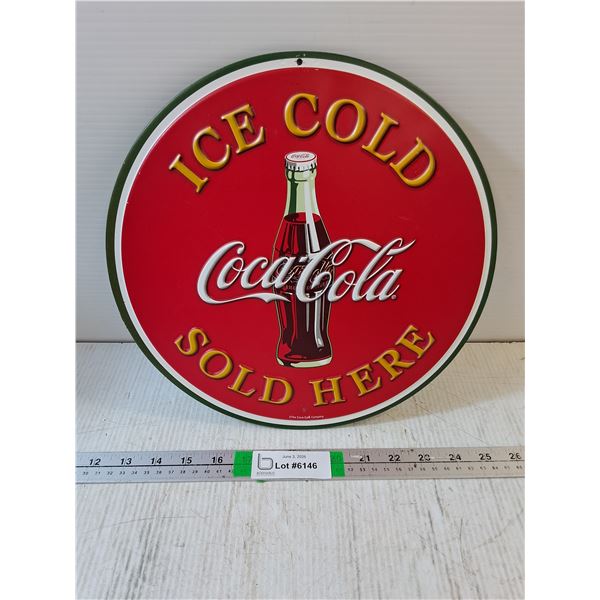 Round Metal Coca Cola Tin Sign