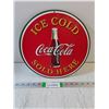 Image 1 : Round Metal Coca Cola Tin Sign
