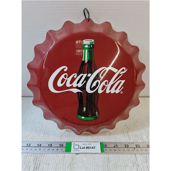 Bottle Cap Style Metal Coca Cola Sign