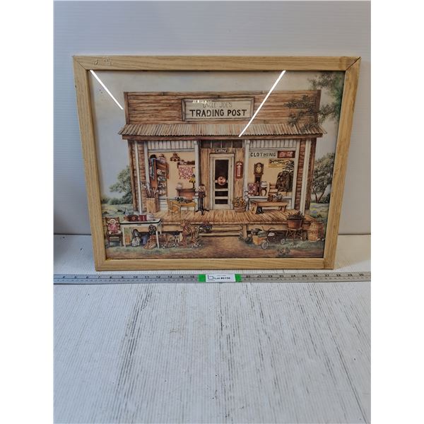 Framed Picture-Uncle Joe's Trading Post-22'x18"-one corner needs gluing