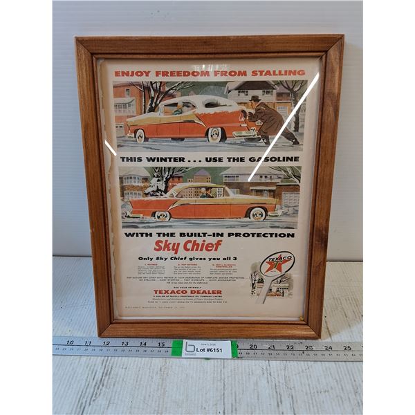 Framed Vintage Ad Texaco Sky Chief Gasoline-12'x16'