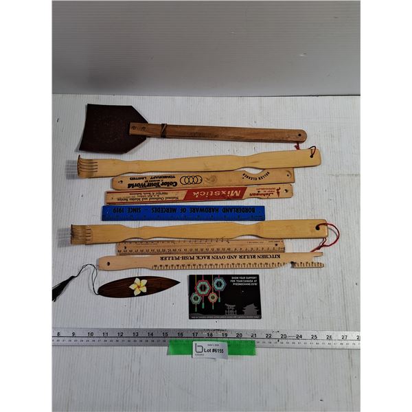 Assorted Wood Items, Rulers, Back Scratchers,