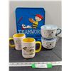 Image 1 : Peanuts Snoopy Collectibles. Tin Sign 13x11", Mugs