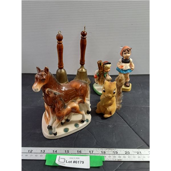 Misc Ceramic Figurines, Brass Bells