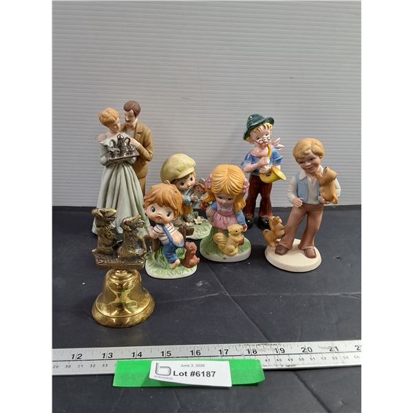 Misc Ceramic Figurines, Brass Bell