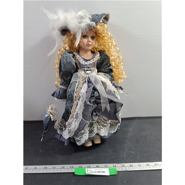 Ceramic Doll w/ Metal Stand 16"