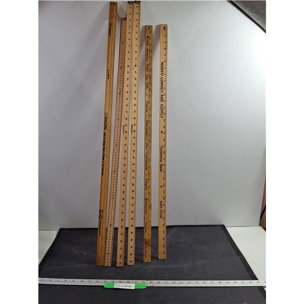 (6) Wood Metre and Yard Sticks