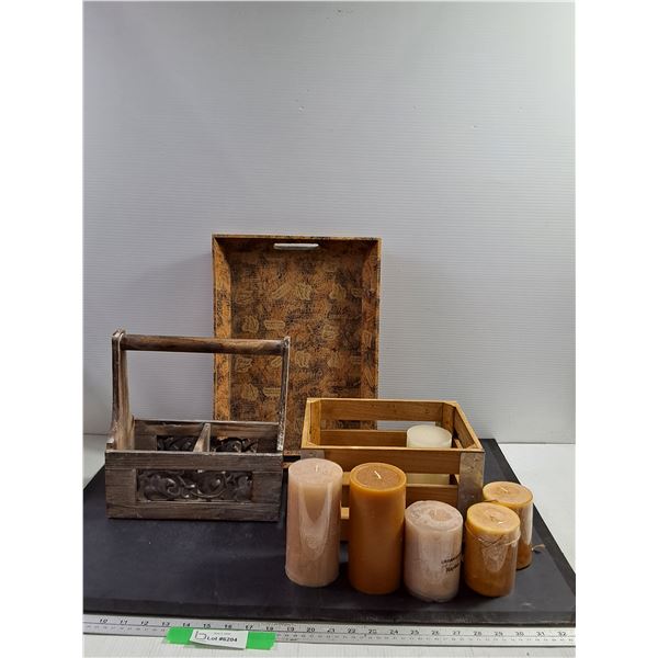 Misc Decor, Tray, Wine Carrier, Box with Candles