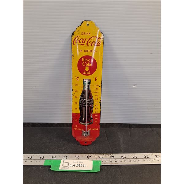 Reproduction Coca Cola Metal Thermometer 11x3"