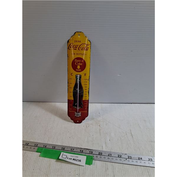 Reproduction Metal Coca-Cola Thermometer  11x2.5"