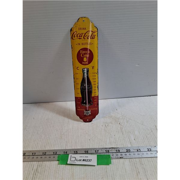 Reproduction Coca-Cola Metal Thermometer  11x2.5"