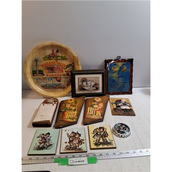 Assorted Wall Decor, Niagara Falls Tray, Canada Bottle Opener