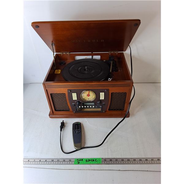 Wooden Record/Tape/CD Player/Radio- Powers On, Can't Ship