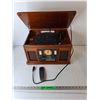 Image 1 : Wooden Record/Tape/CD Player/Radio- Powers On, Can't Ship