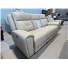Image 4 : New – Power Reclining Top Grain Leather Sofa with Power Headrest, Retail: $3,999