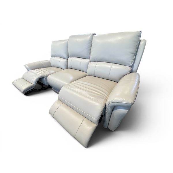 New – Power Reclining Top Grain Leather Sofa with Power Headrest – Retail: $3,499