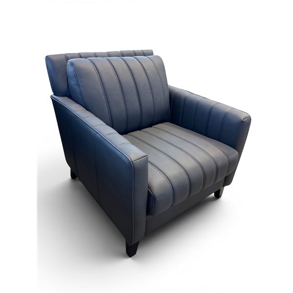 New – Hydeline Ennis Leather Chair in Midnight Gray – Retail Price: $1,999