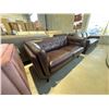Image 2 : New – Leather Loveseat with Pocket Coils, High Density Foam – Retail Price: $3,299