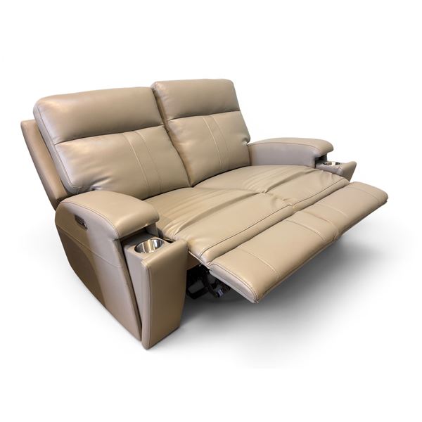 New – Hydeline Vault Collection, Top Grain Leather Power Reclining Loveseat Retail: $3295