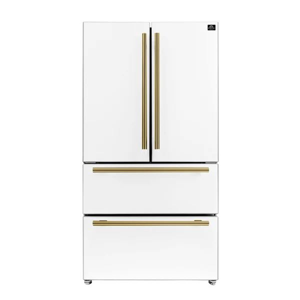Forno Moena 36" French Door Refrigerator - RV: $2999 CAD (Model FFRBI1820-36WHT) - Tested, Powers on