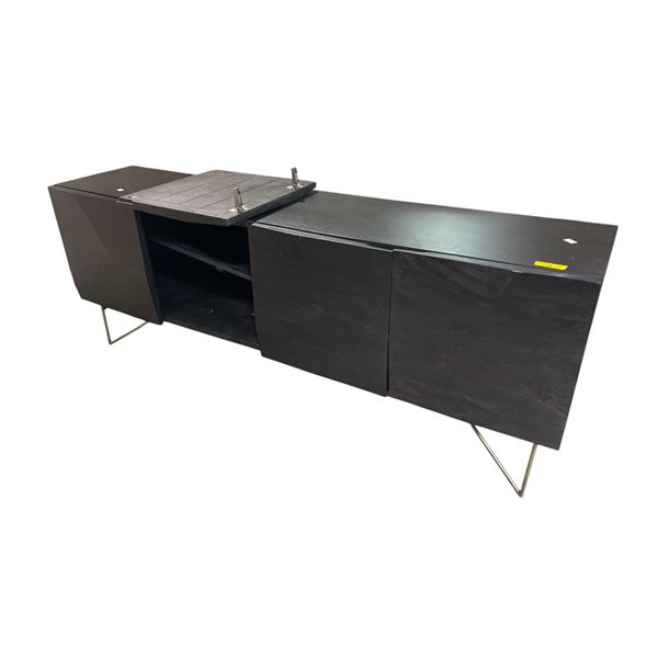 Modern Dark Sideboard, H30" x W80" x D17.5" - Some wear, door and shelfs assembly required