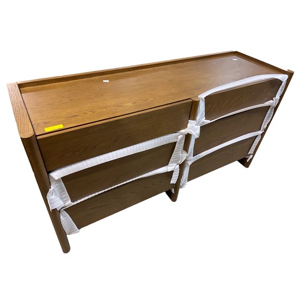 New - Article Torme 6-Drawer Double Dresser - Smoked Oak - RV: $1699 CAD (Dent on the right side)